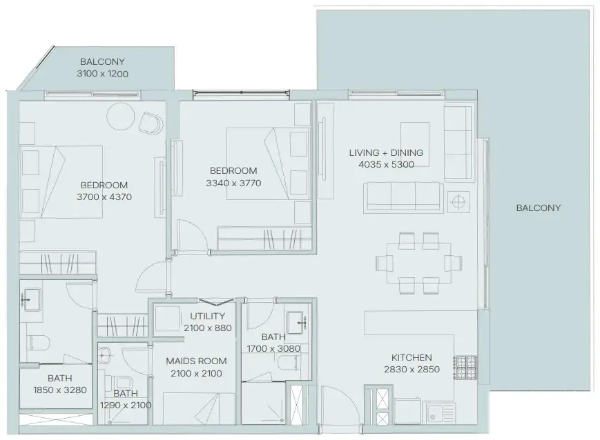 2 bed