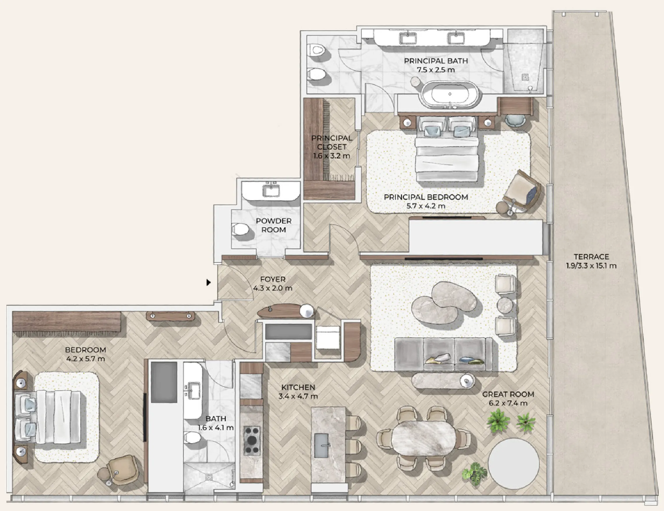 2 bed