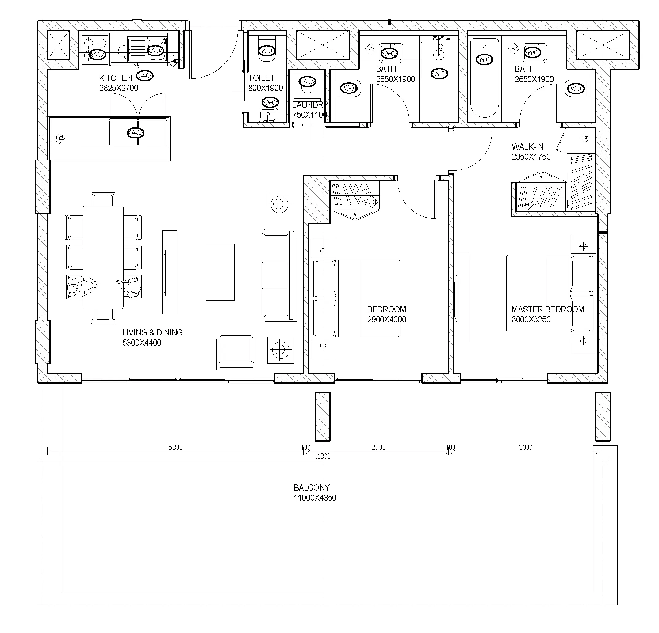 2 bedrooms floor plan