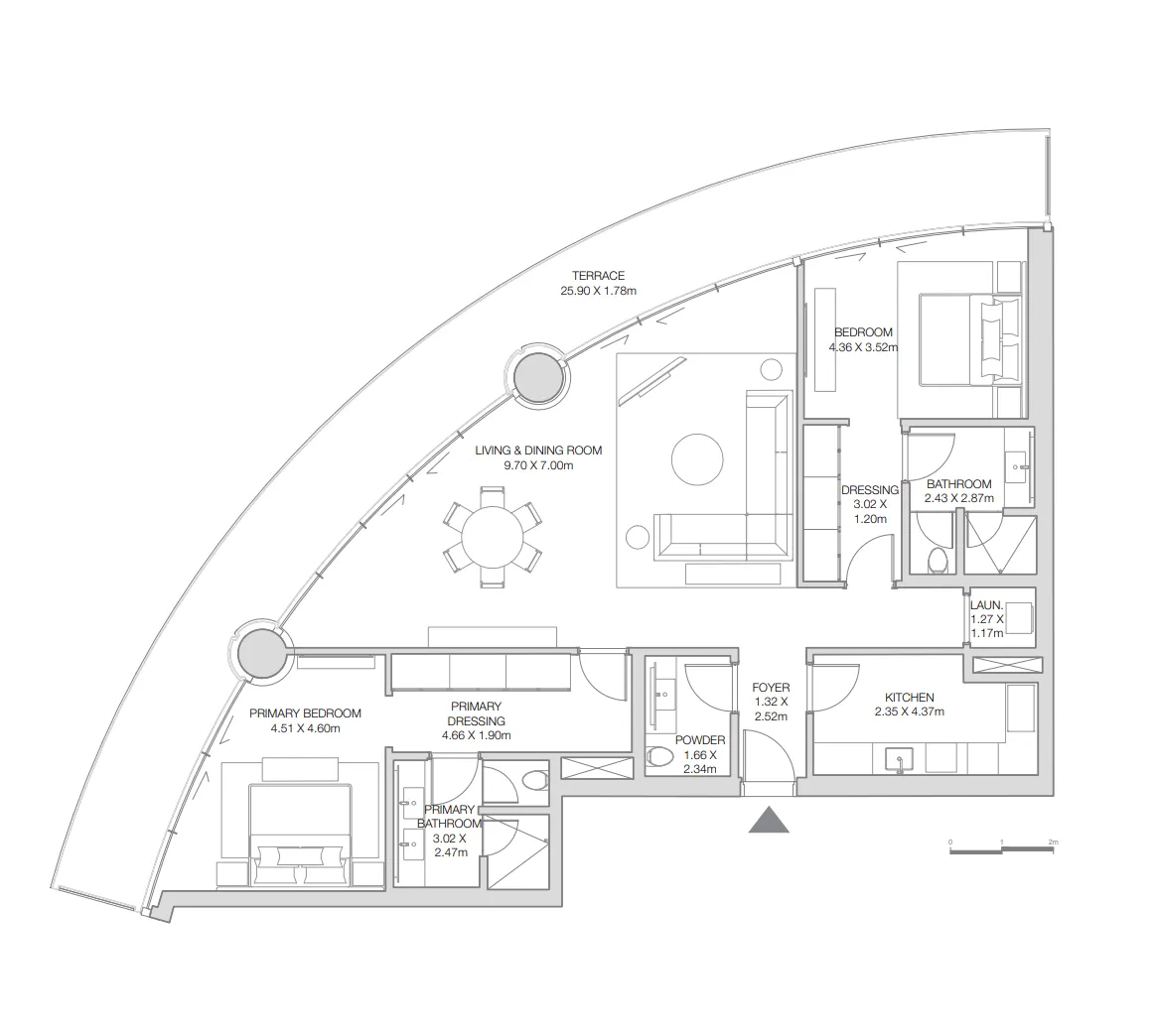 2 bedrooms floor plan