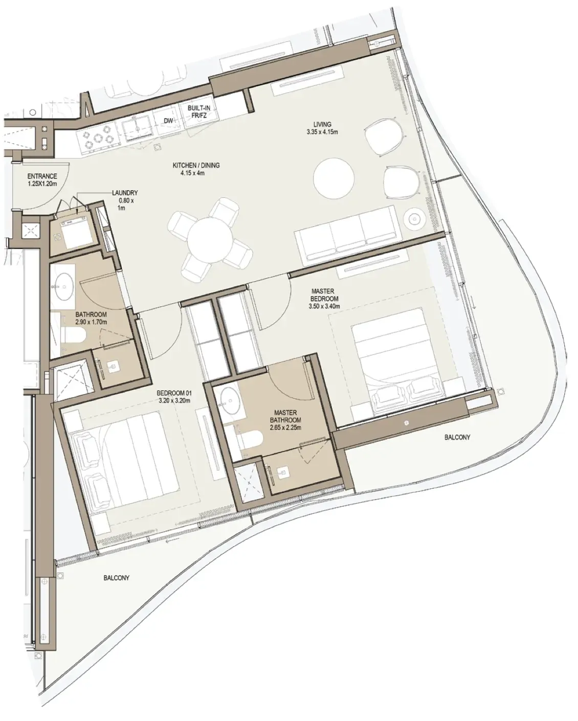 One Development Laguna Residence 2BR floor plan