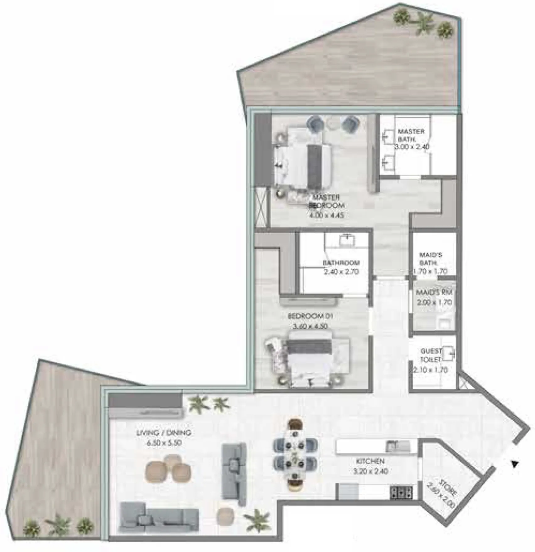 2 bed