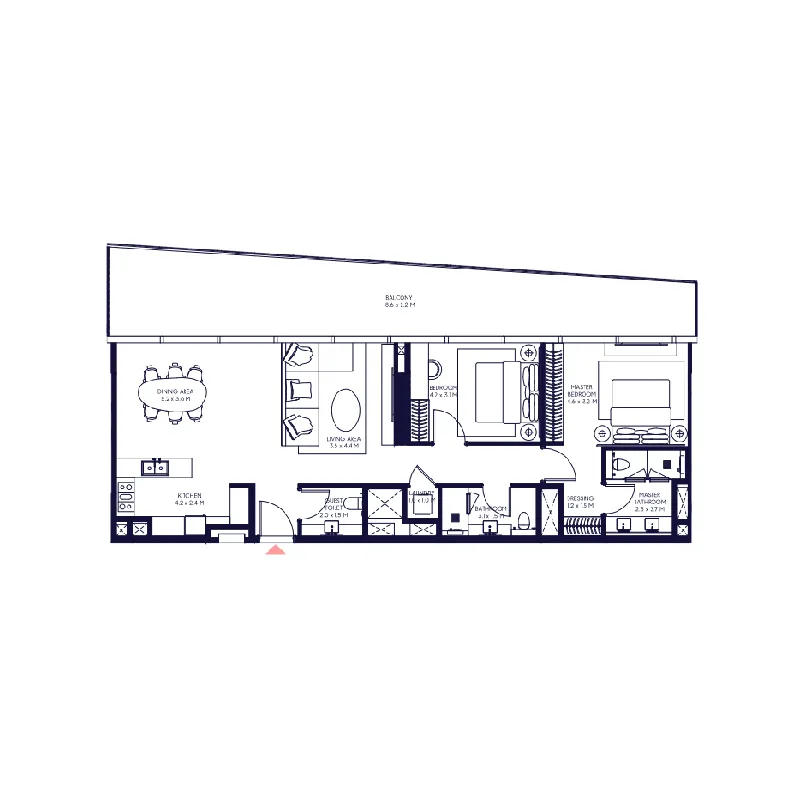 Arada Inaura Hotels & Residences Downtown 2BR floor plan