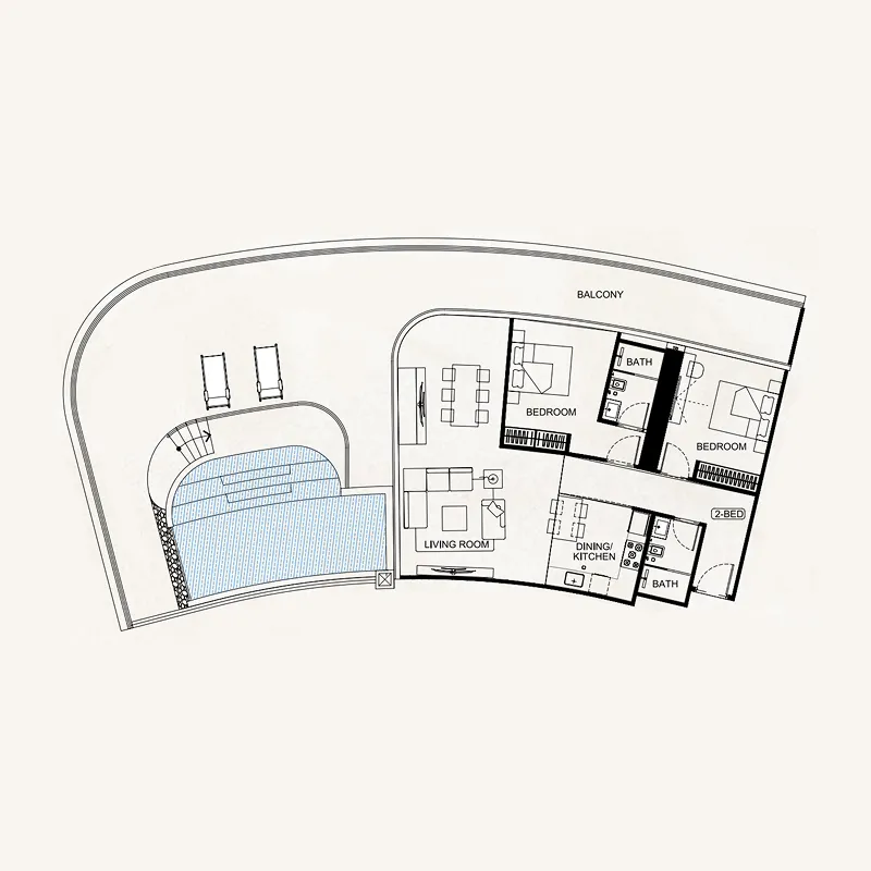 2 bedrooms floor plan
