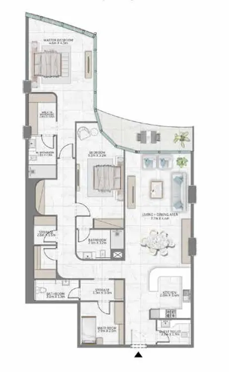 Al Habtoor Group Al Habtoor Tower 2BR floor plan
