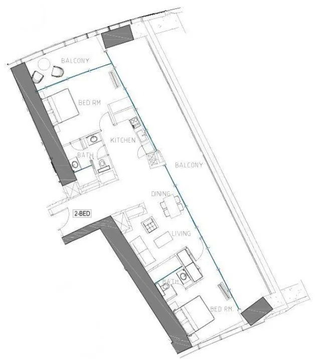 2 bedrooms floor plan