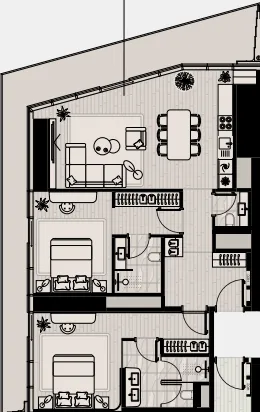 Mered Iconic Tower 2BR floor plan