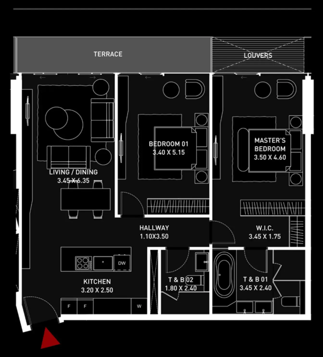 Cosmo Developments Brabus Island 2BR floor plan