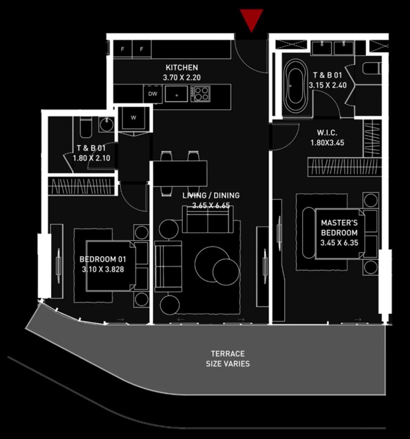 Cosmo Developments Brabus Island 2BR floor plan