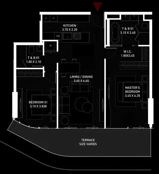 Cosmo Developments Brabus Island 2BR floor plan