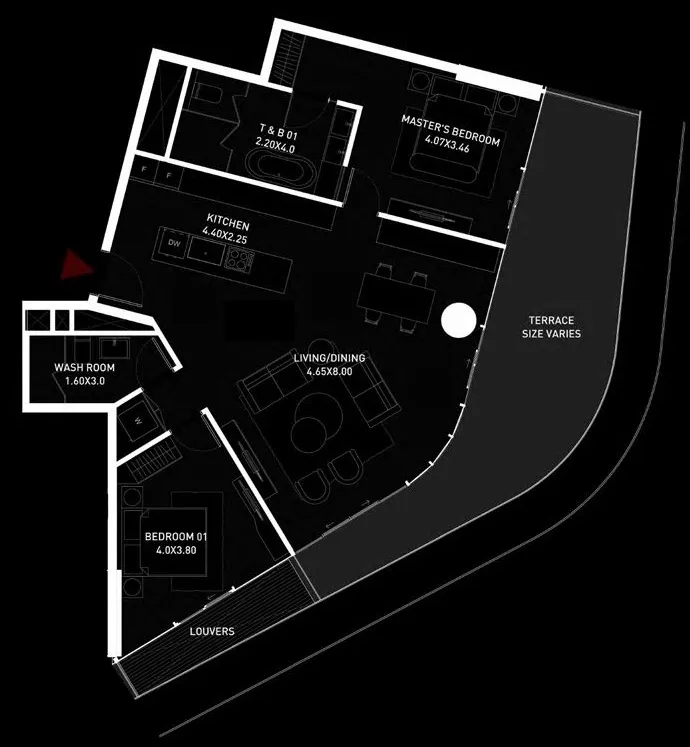 Cosmo Developments Brabus Island 2BR floor plan
