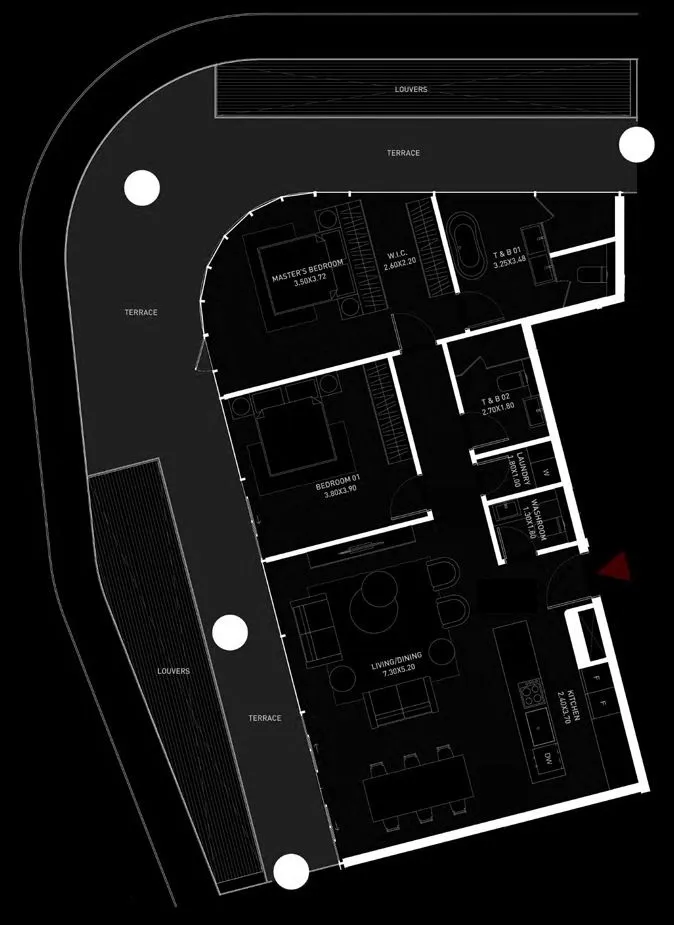 Cosmo Developments Brabus Island 2BR floor plan