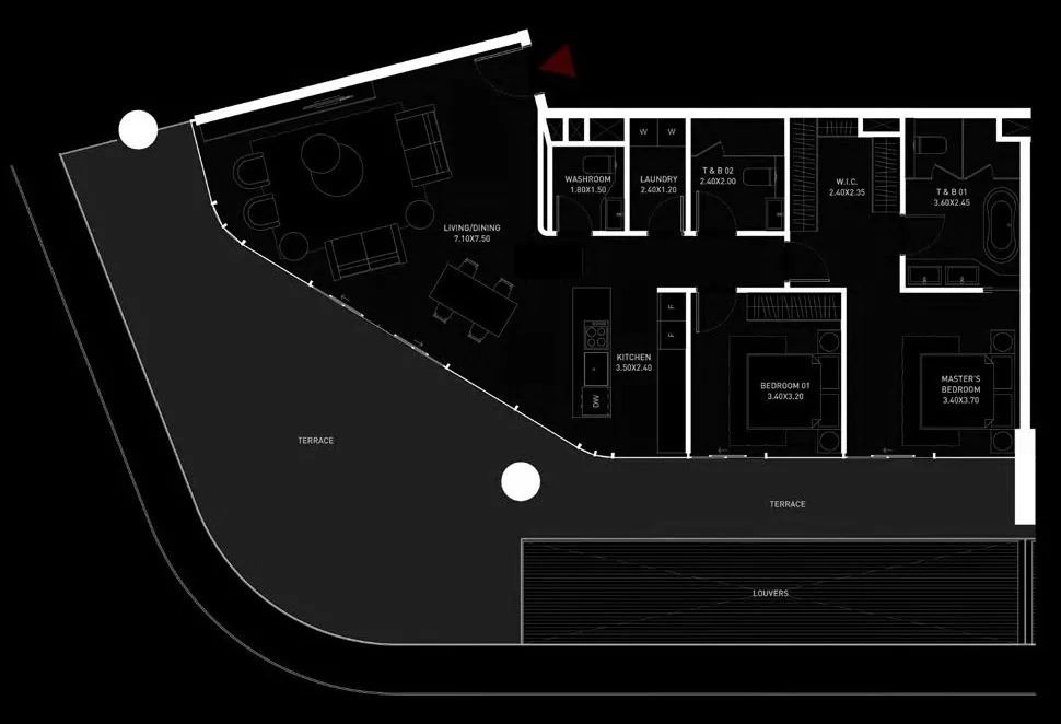Cosmo Developments Brabus Island 2BR floor plan