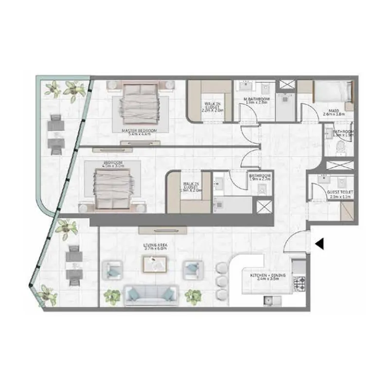 Al Habtoor Group Al Habtoor Tower 2BR floor plan