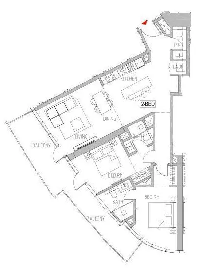 2 bedrooms floor plan