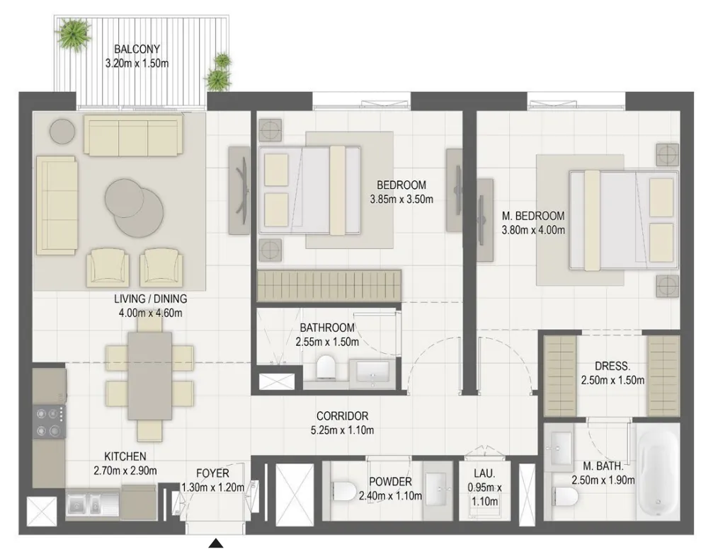 2 bed