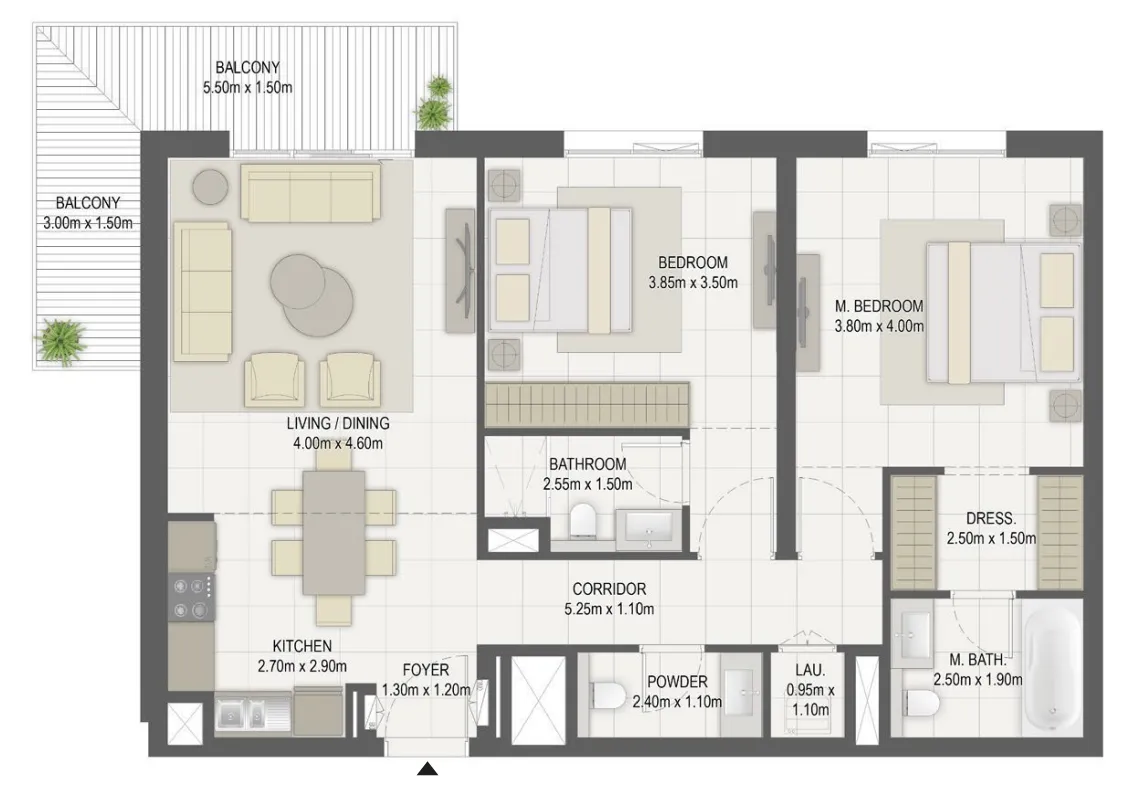 2 bed