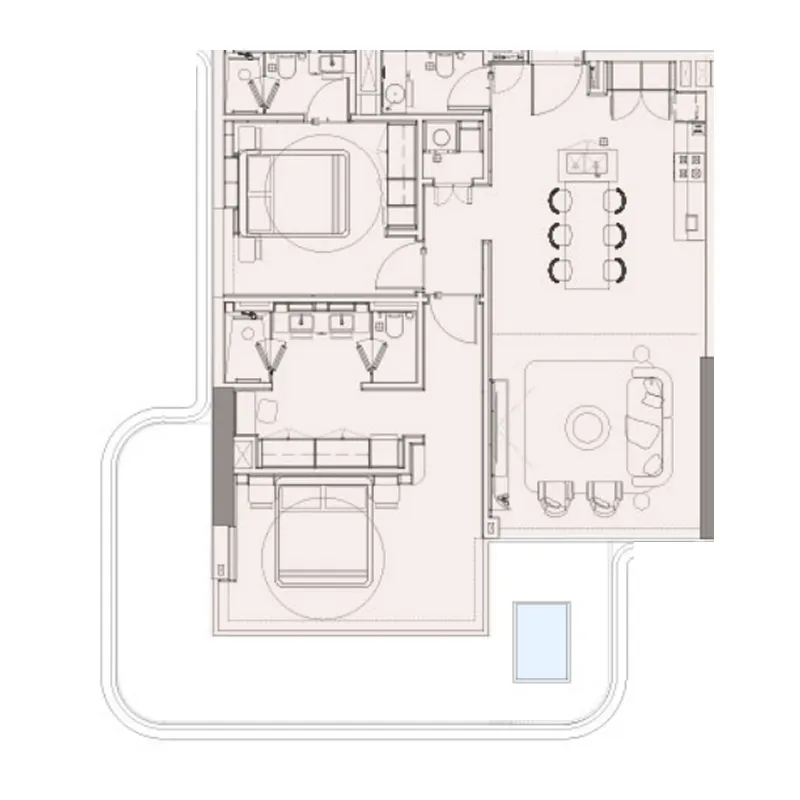 2 bedrooms floor plan