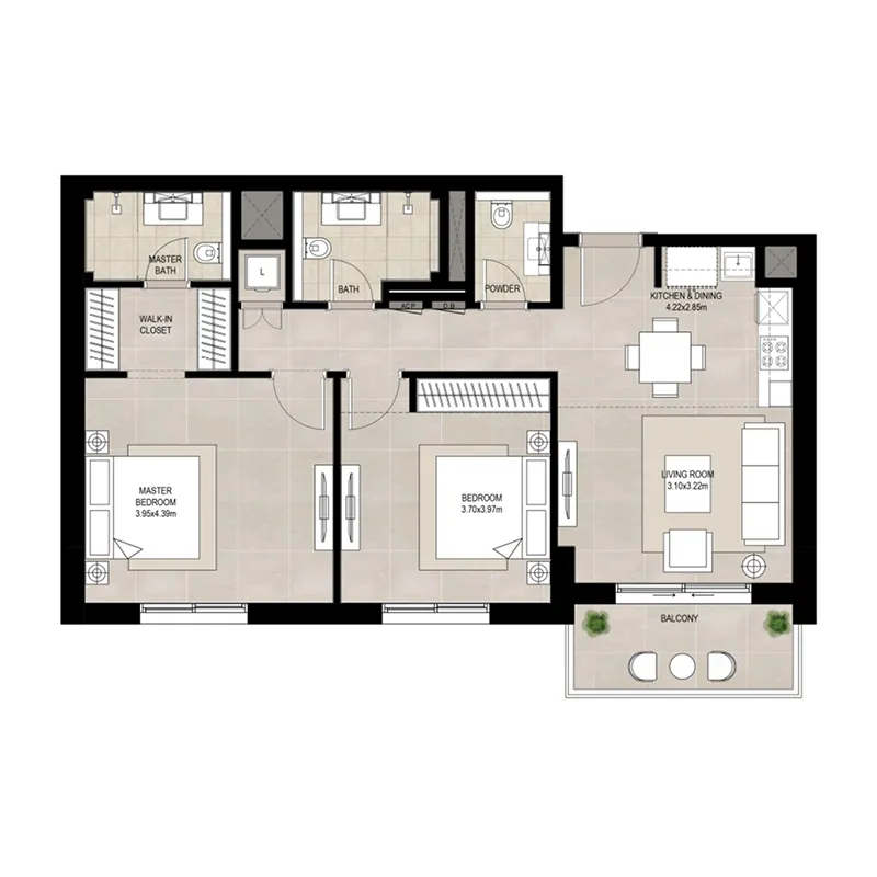 2 bed