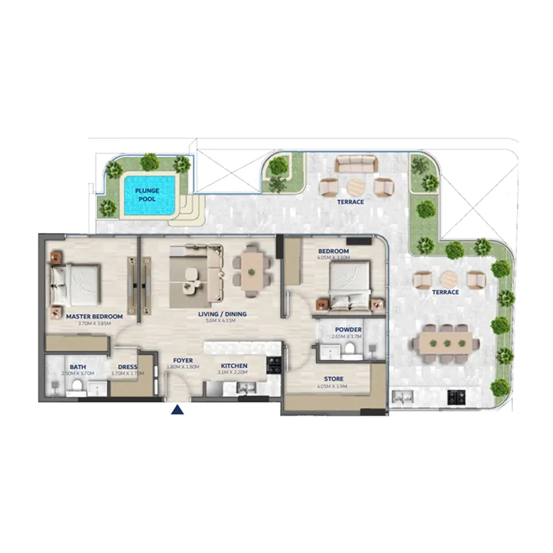 Vedaire Residences — 2 Bedrooms floor plan