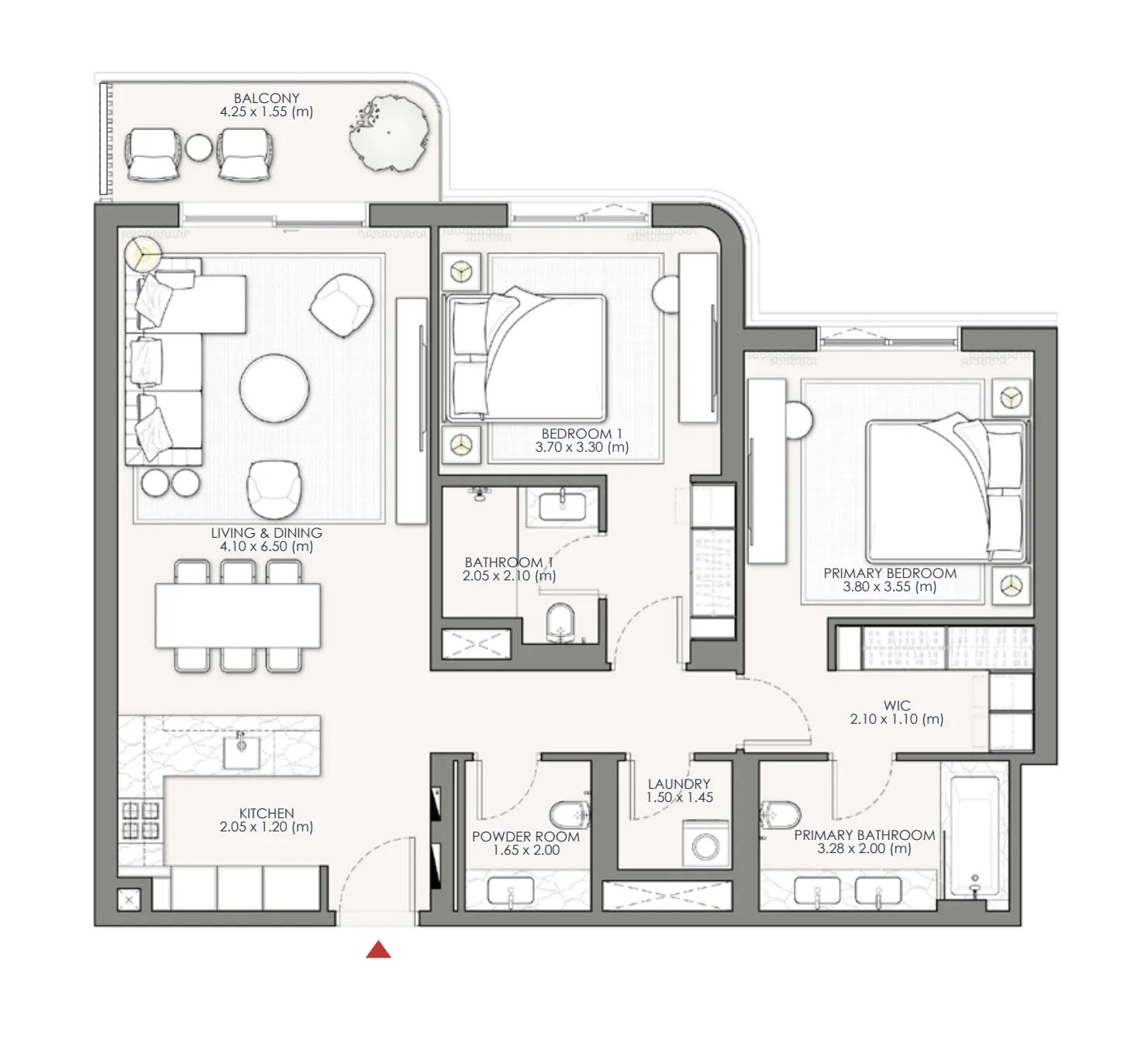 2 bedrooms floor plan