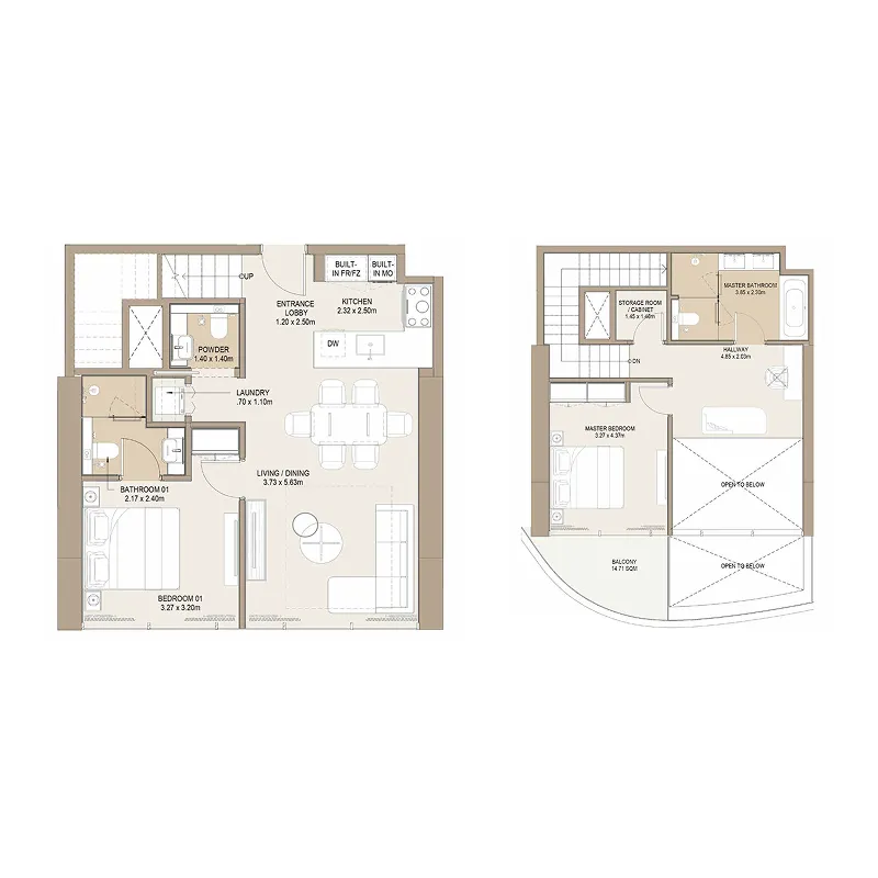 One Development Laguna Residence 2BR floor plan
