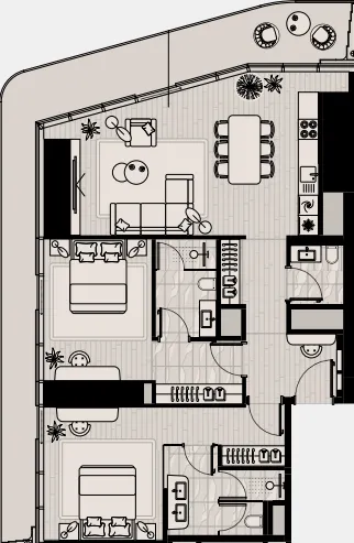 Mered Iconic Tower 2BR floor plan