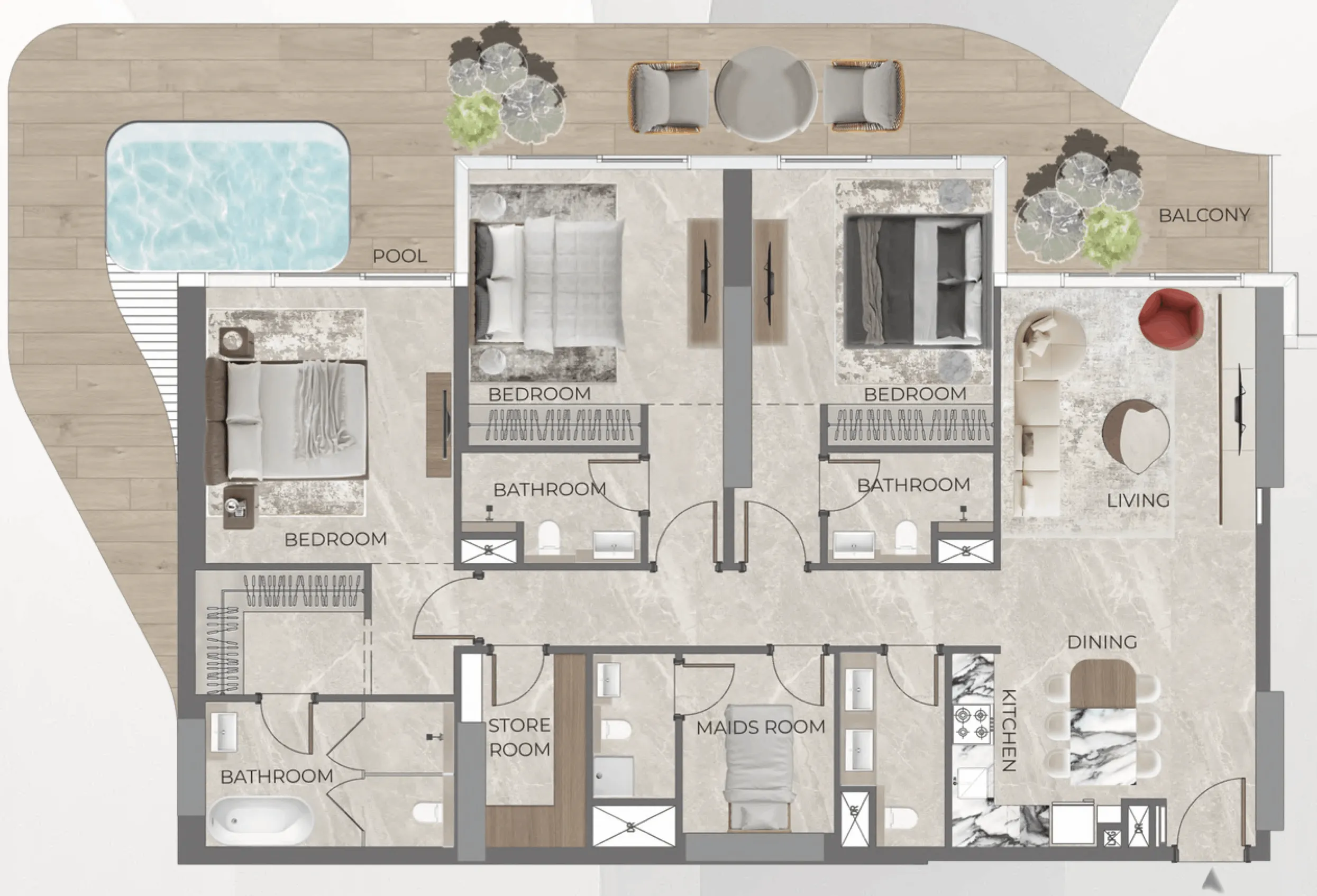3 bedrooms floor plan