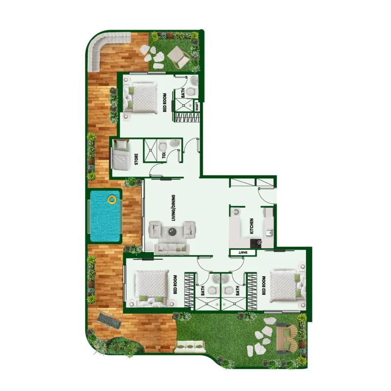 3 bedrooms floor plan
