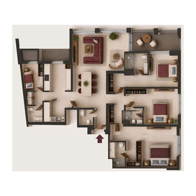 3 bedrooms floor plan