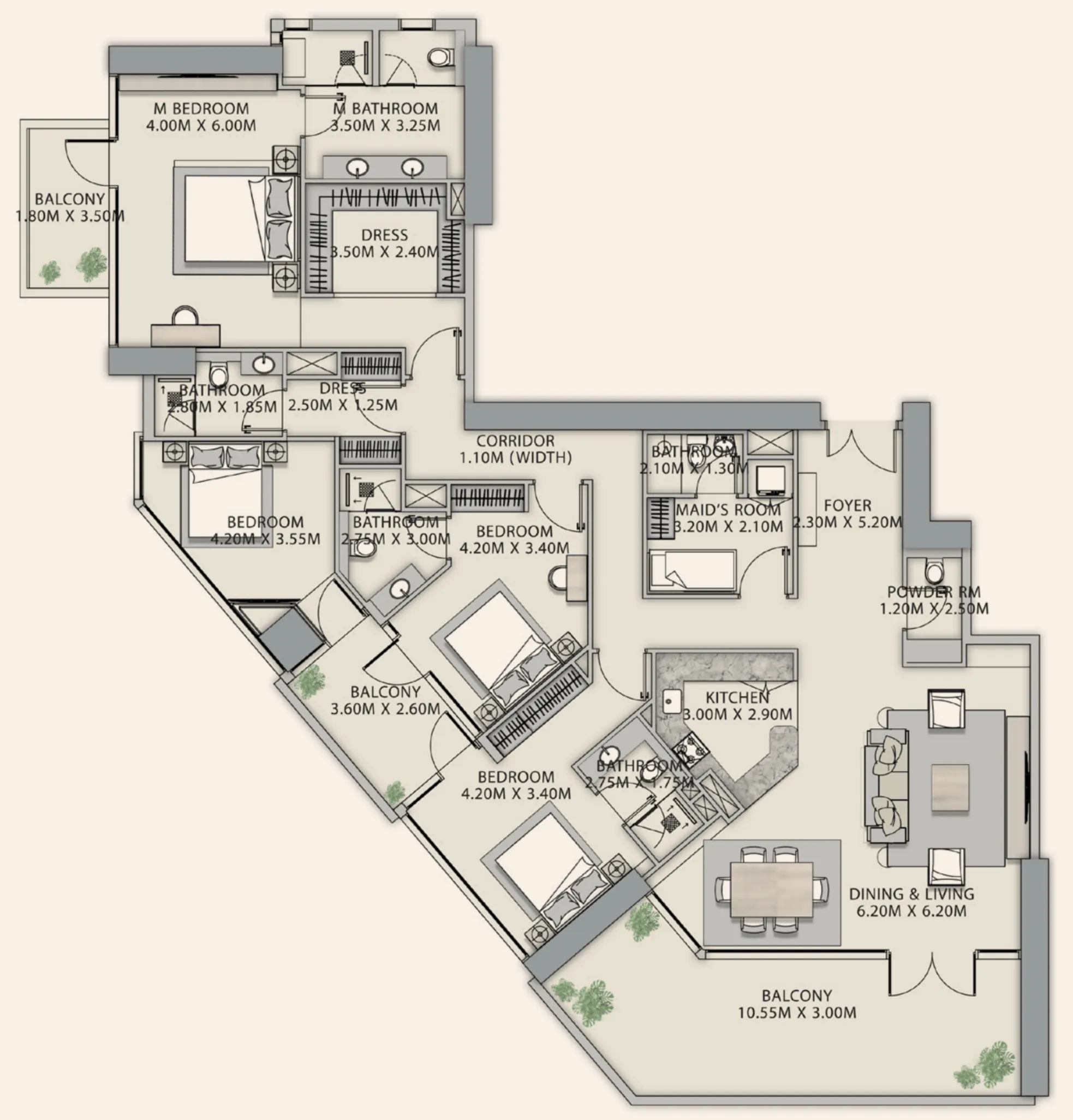 4 bed