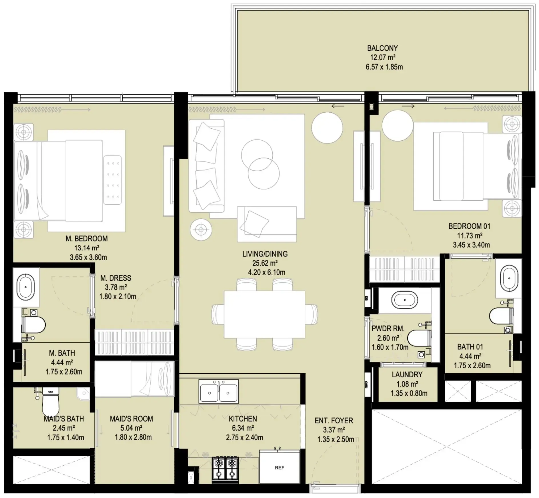 2 bed