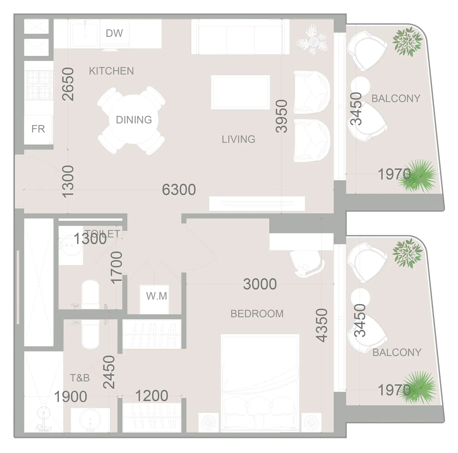 1 bedroom floor plan