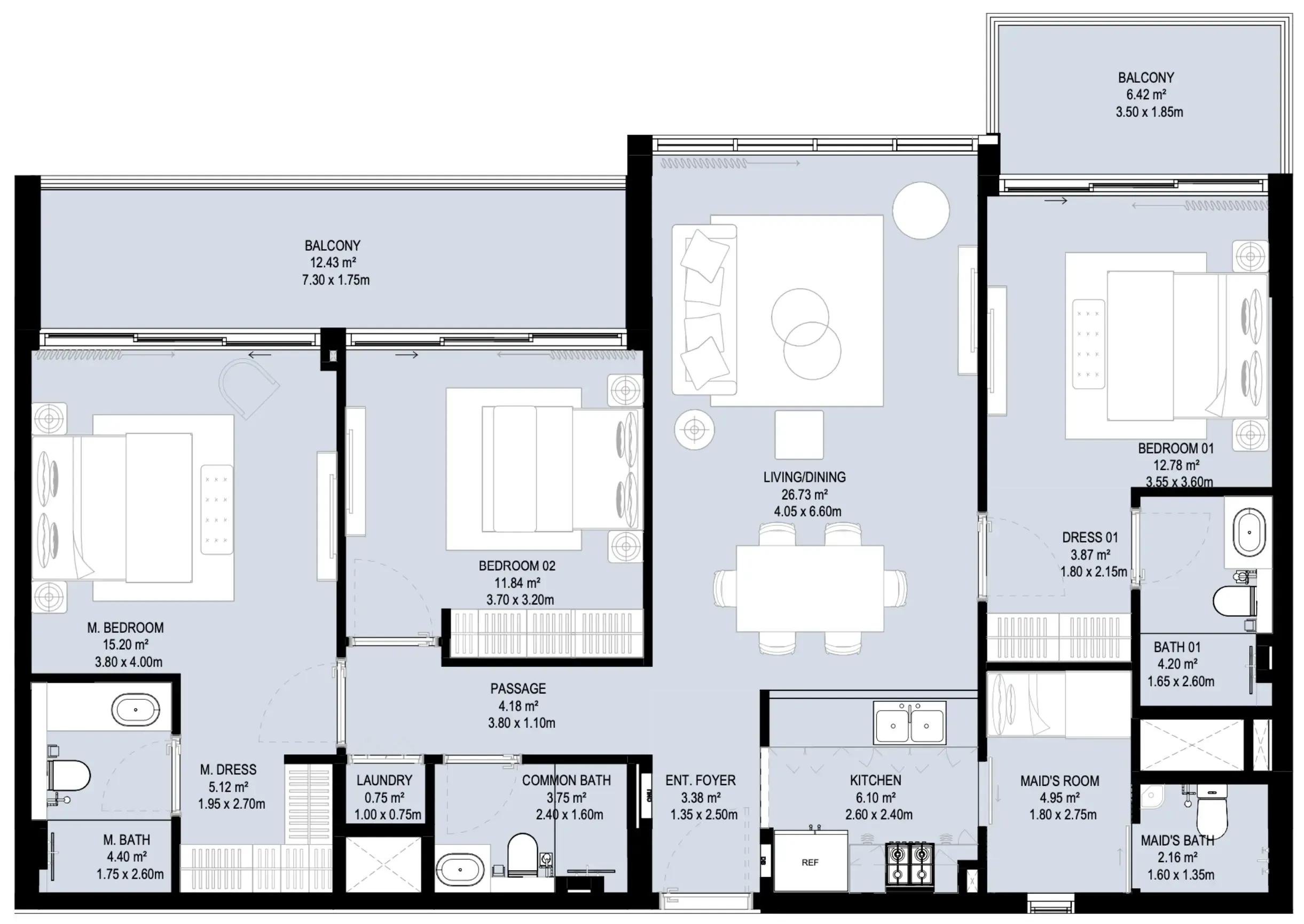 3 bedrooms floor plan