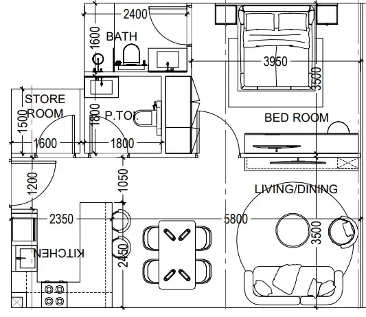 1 bedroom floor plan