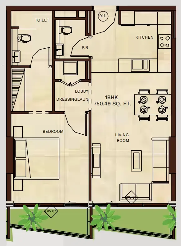 1 bed