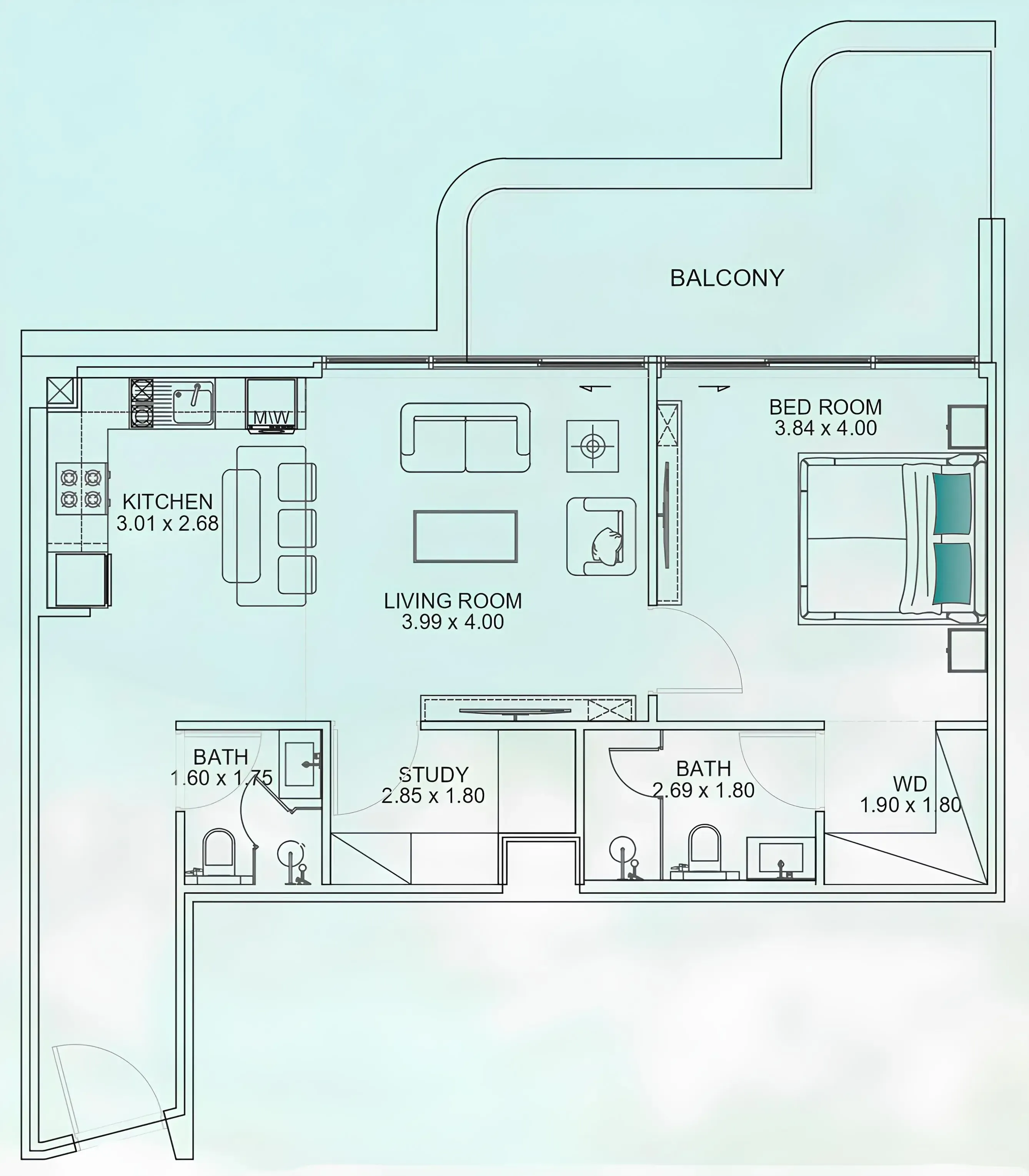 1 bed