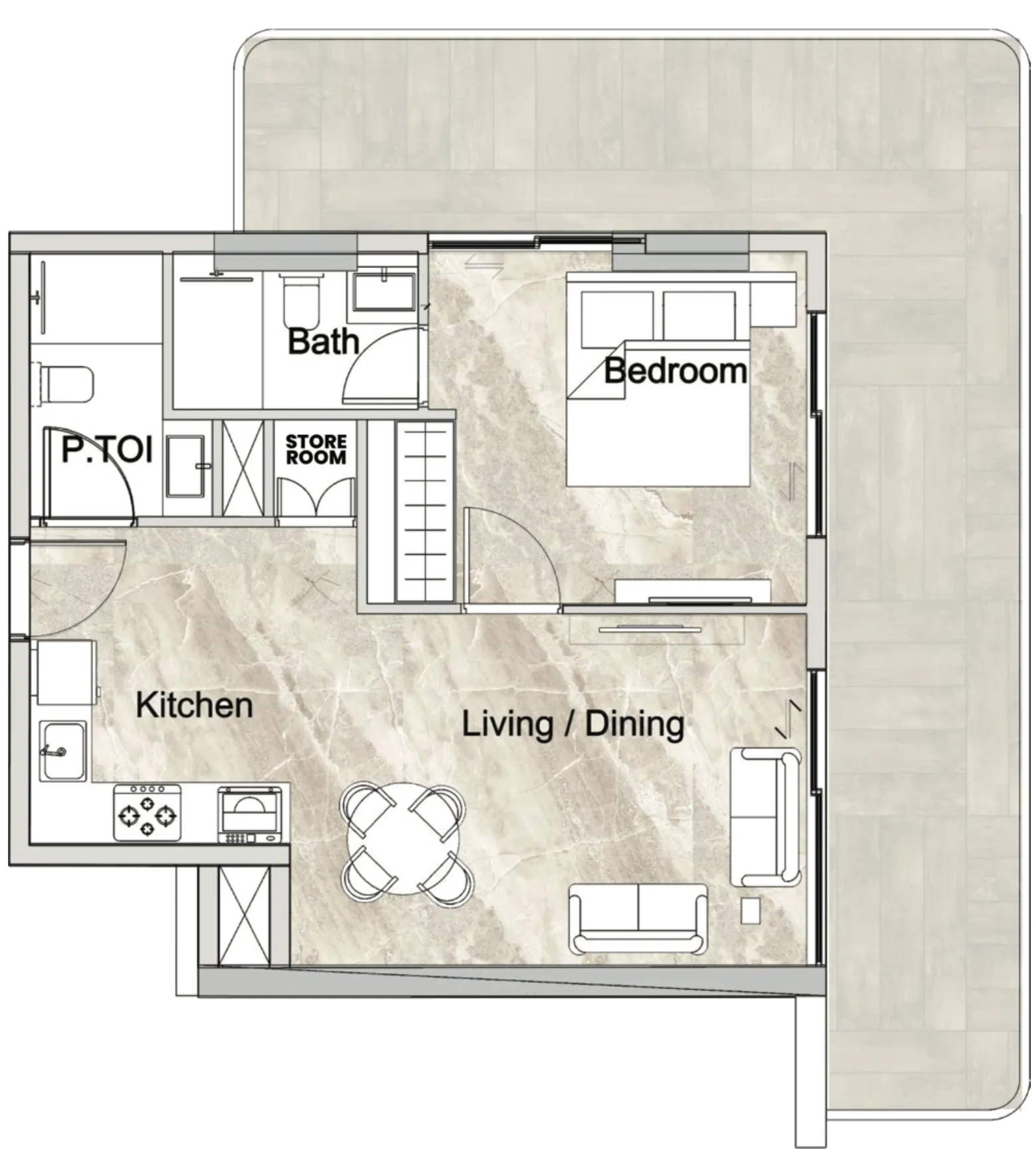 1 bed
