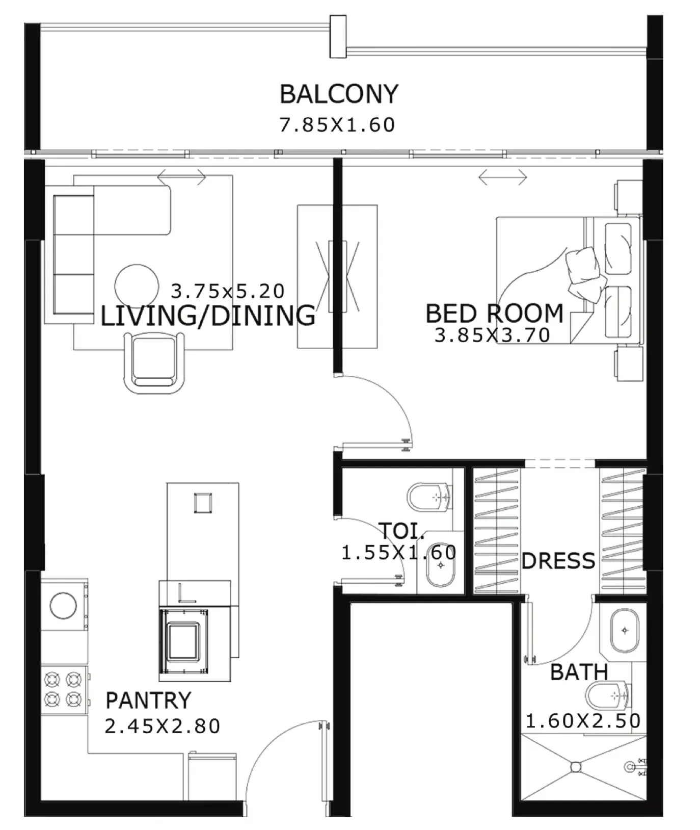 1 bedroom floor plan