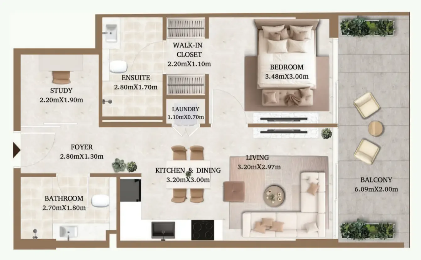 1 bed