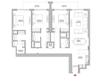 3 bedrooms floor plan