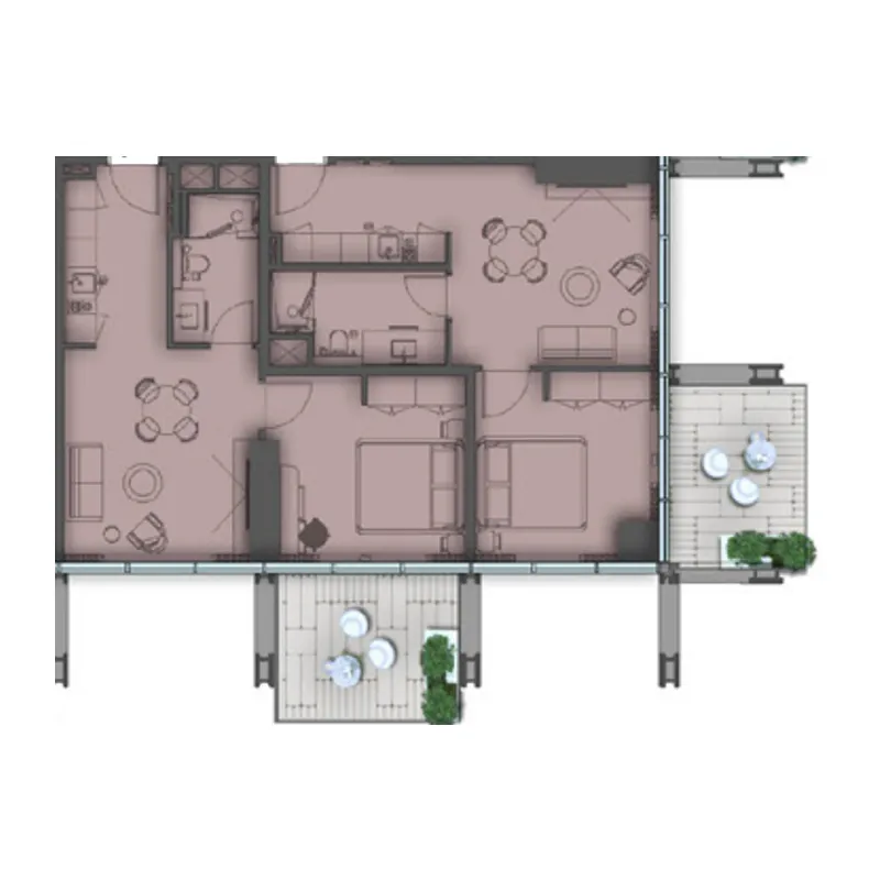 2 bedrooms floor plan
