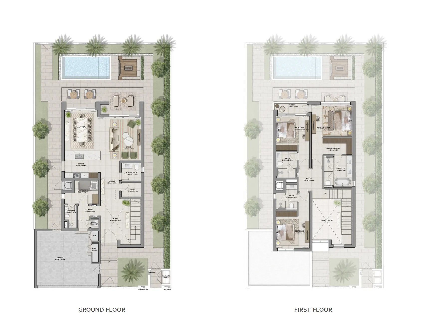 3-bedroom villa floor plan