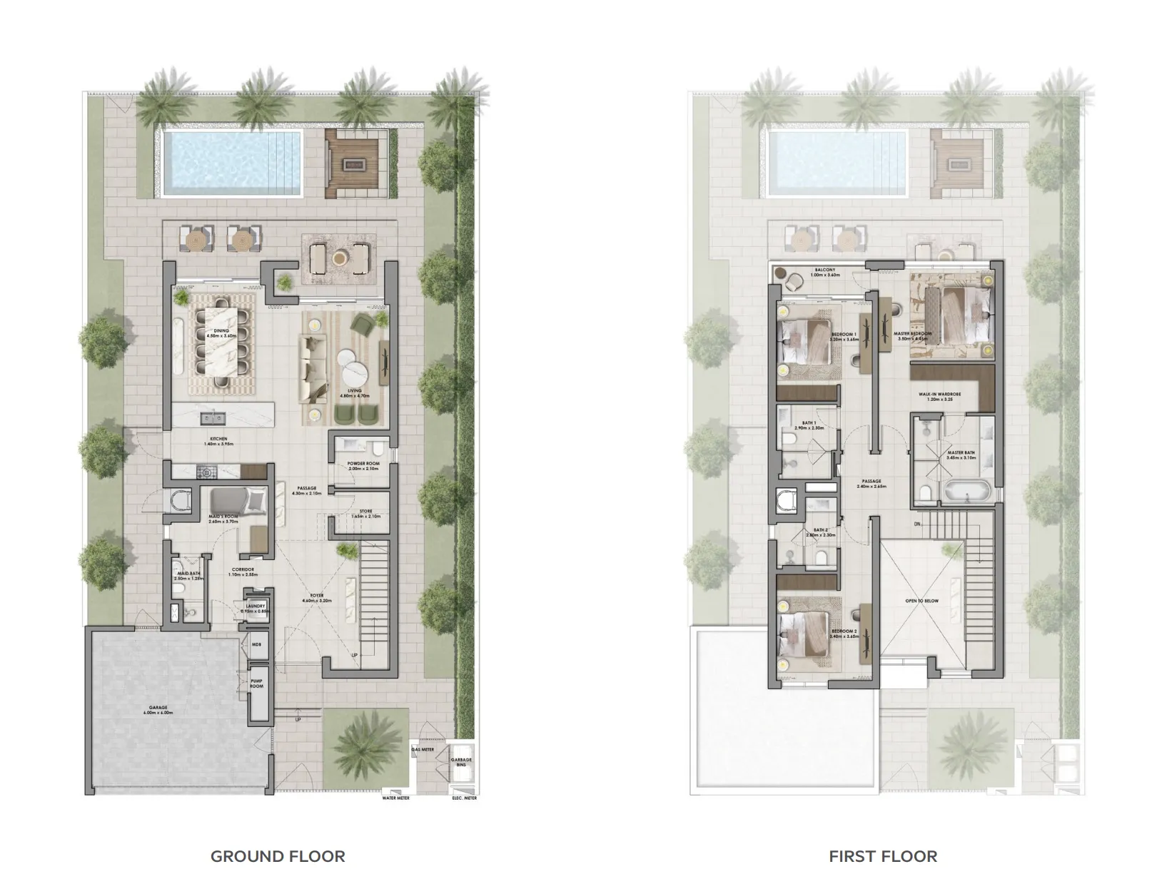 3-bedroom villa floor plan