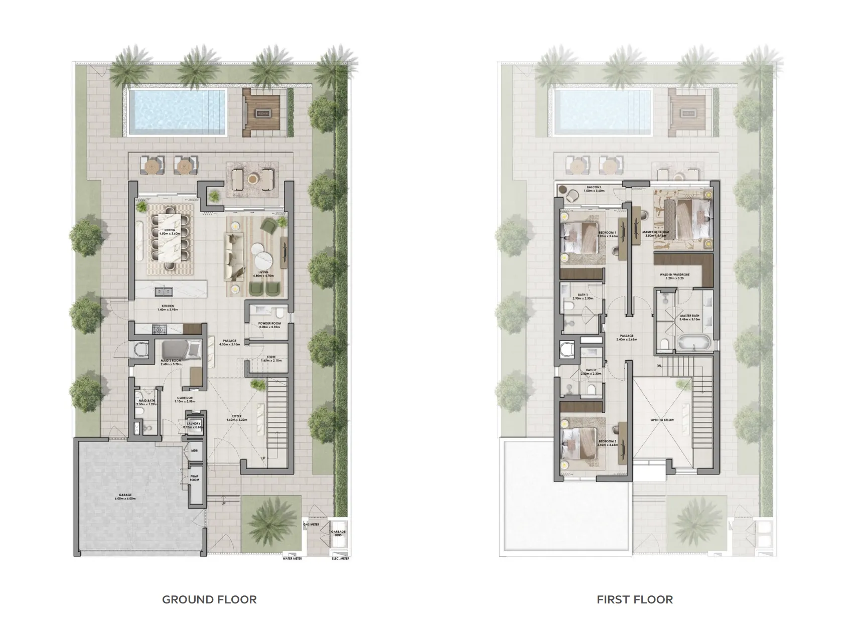 3-bedroom villa floor plan