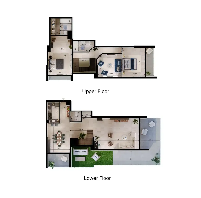 2 bedrooms floor plan