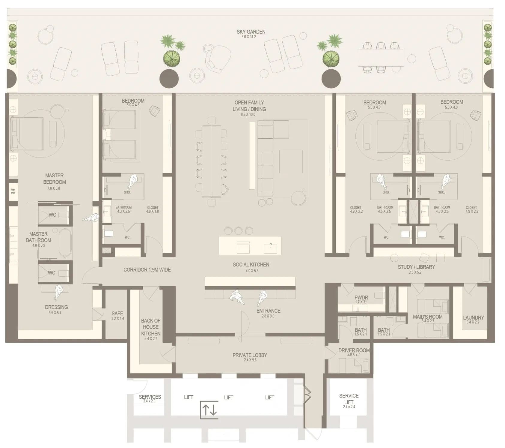 4 bedrooms floor plan