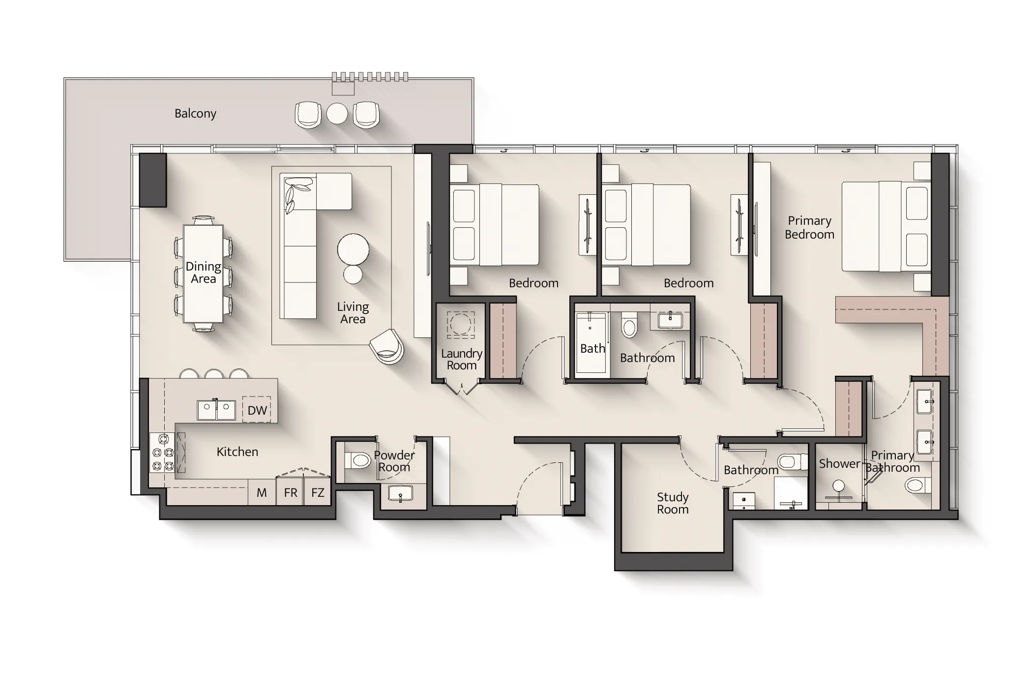 3 bedrooms floor plan