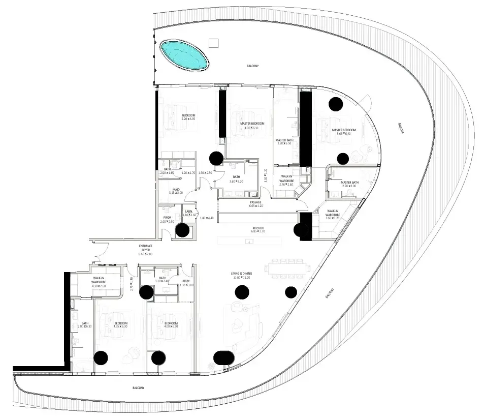 5 bedrooms floor plan