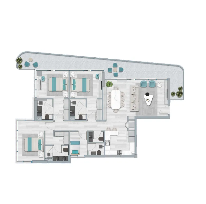 3 bedrooms floor plan